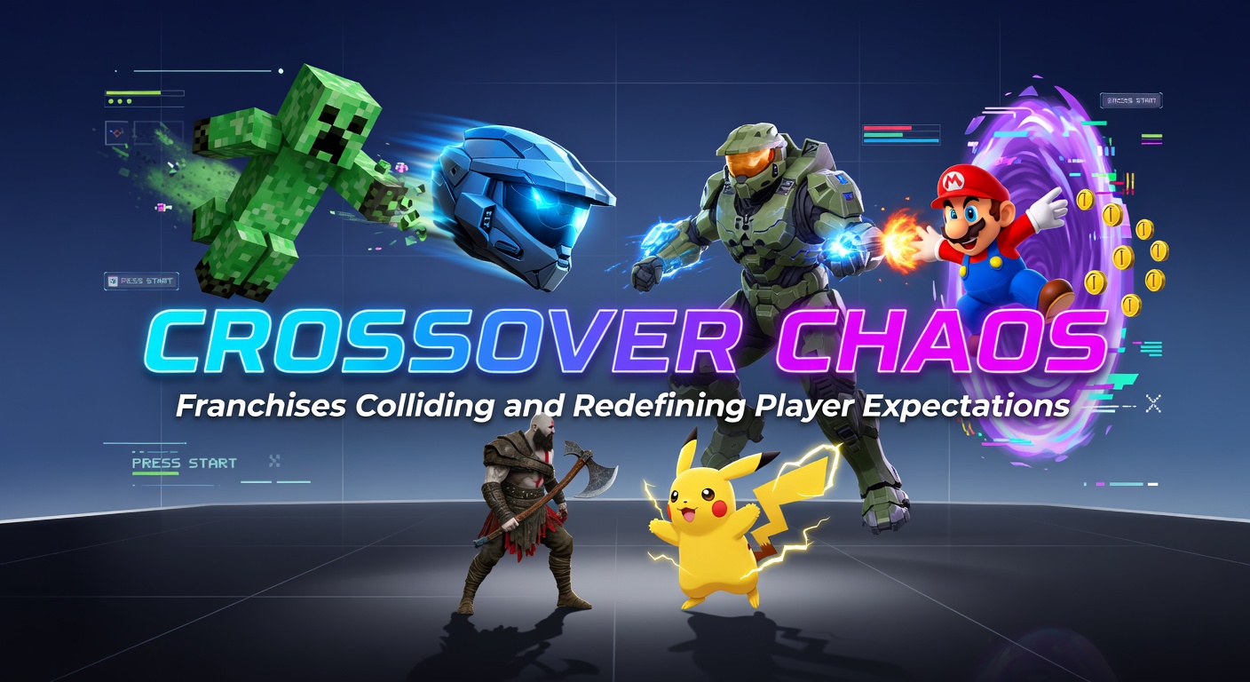 Iconic characters from rival franchises clash in a vibrant multiplayer arena, sparks flying amid power-ups and explosions