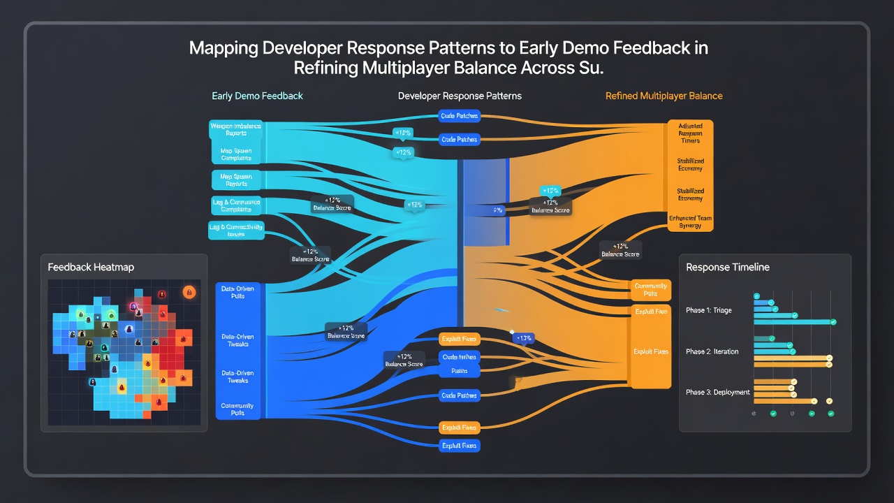 Multiplayer balance charts showing win rate shifts after demo-driven patches in console ports