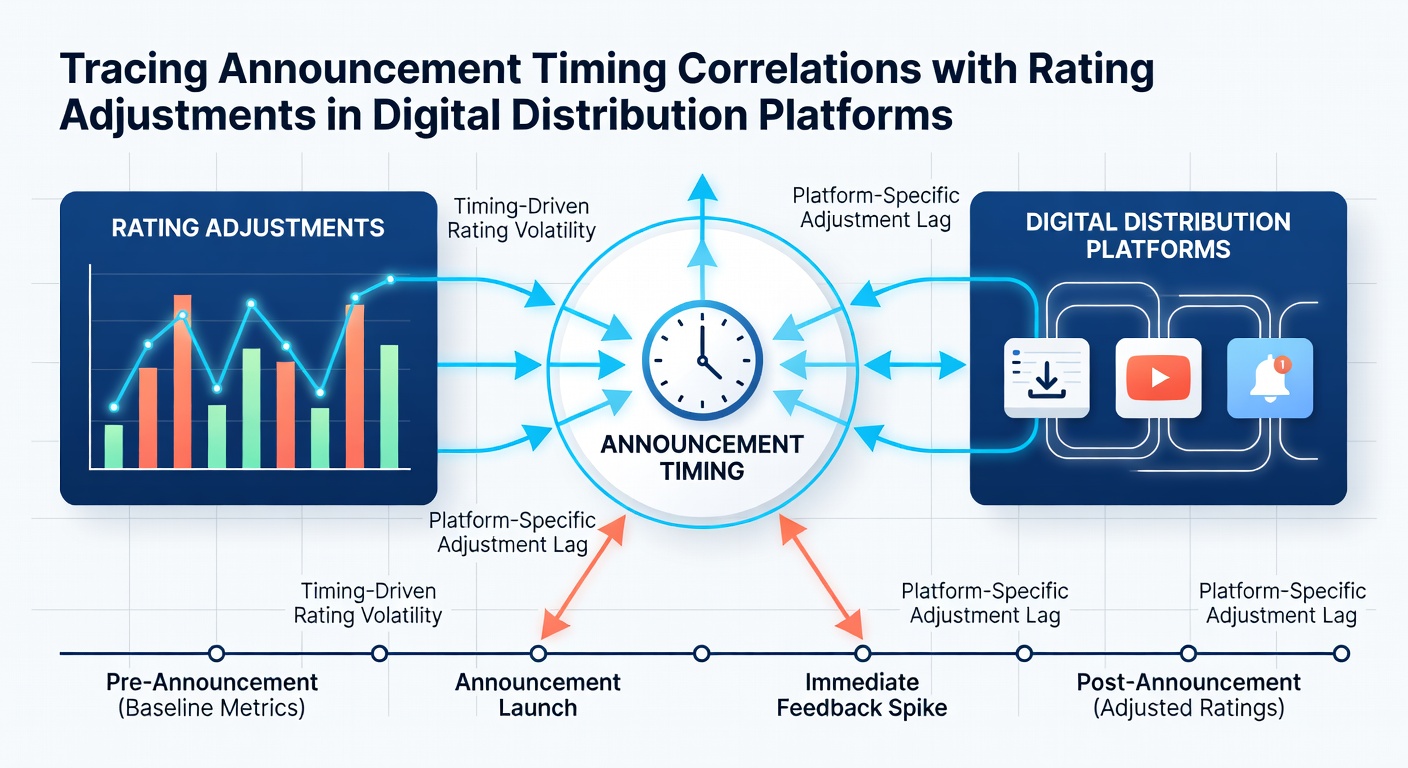 Analytics chart displaying rating score fluctuations aligned with platform announcement dates