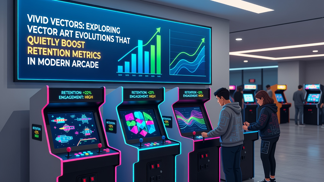 Modern arcade revival title using vibrant vector graphics during intense gameplay sequence
